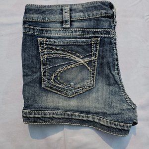 Silver Marti Shorts Distressed Med Wash Faded Womens W32